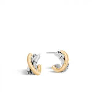 JOHN HARDY SILVER & GOLD BAMBOO WOMEN'S J HOOP EARRINGS