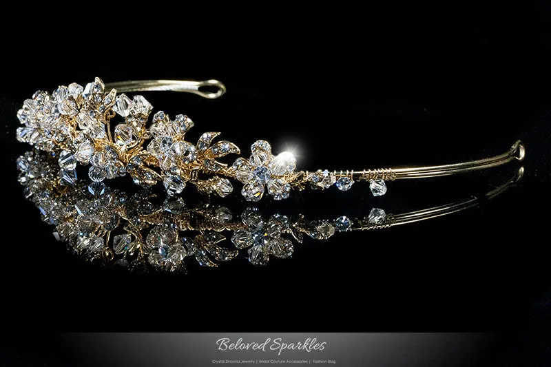 Judith Floral Cluster Gold Tiara | Swarovski Crystal