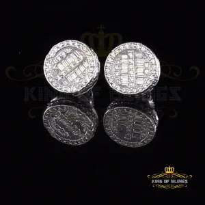 King of Blings- 0.91ct Cubic Zirconia Hip Hop Screw Back White925 Silver Women's & Men's Earring