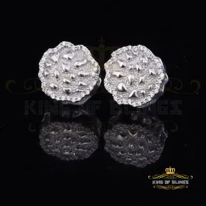 King of Blings- 925 White Silver Nuggtte's 1.38ct Cubic Zirconia Hip Hop Women's Flower Earrings