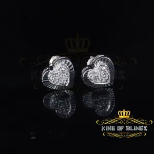 King of Blings- Aretes Para Hombre 925 White Silver 0.24ct Cubic Zirconia Heart Women's Earrings