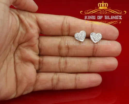 King of Blings- Aretes Para Hombre 925 White Silver 0.24ct Cubic Zirconia Heart Women's Earrings