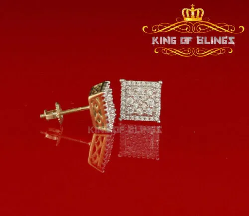 King of Blings- Aretes Para Hombre 925 White Silver 0.96ct Cubic Zirconia Square Women Earring