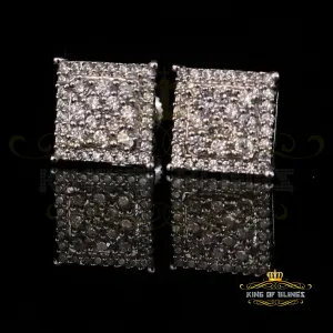 King of Blings- Aretes Para Hombre 925 White Silver 0.96ct Cubic Zirconia Square Women Earring