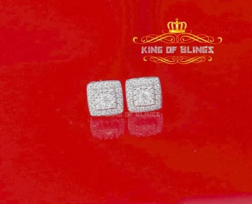 King of Blings- Hip Hop 925 White Silver 1.04ct Cubic Zirconia Women's & Men's Square Earrings