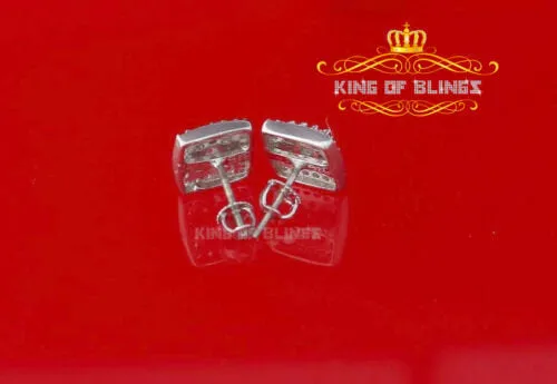 King of Blings- Hip Hop 925 White Silver 1.04ct Cubic Zirconia Women's & Men's Square Earrings