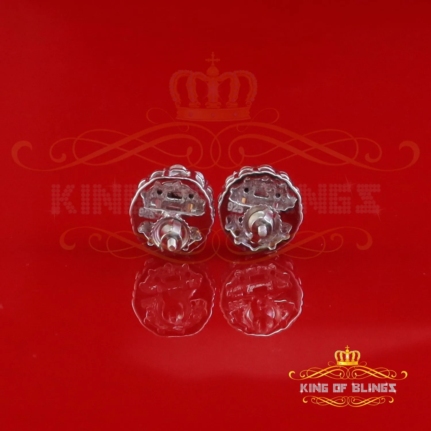 King of Bling's Men's/Womens 925 Silver White 1.50ct VVS 'D' Moissanite Round Stud Earrings