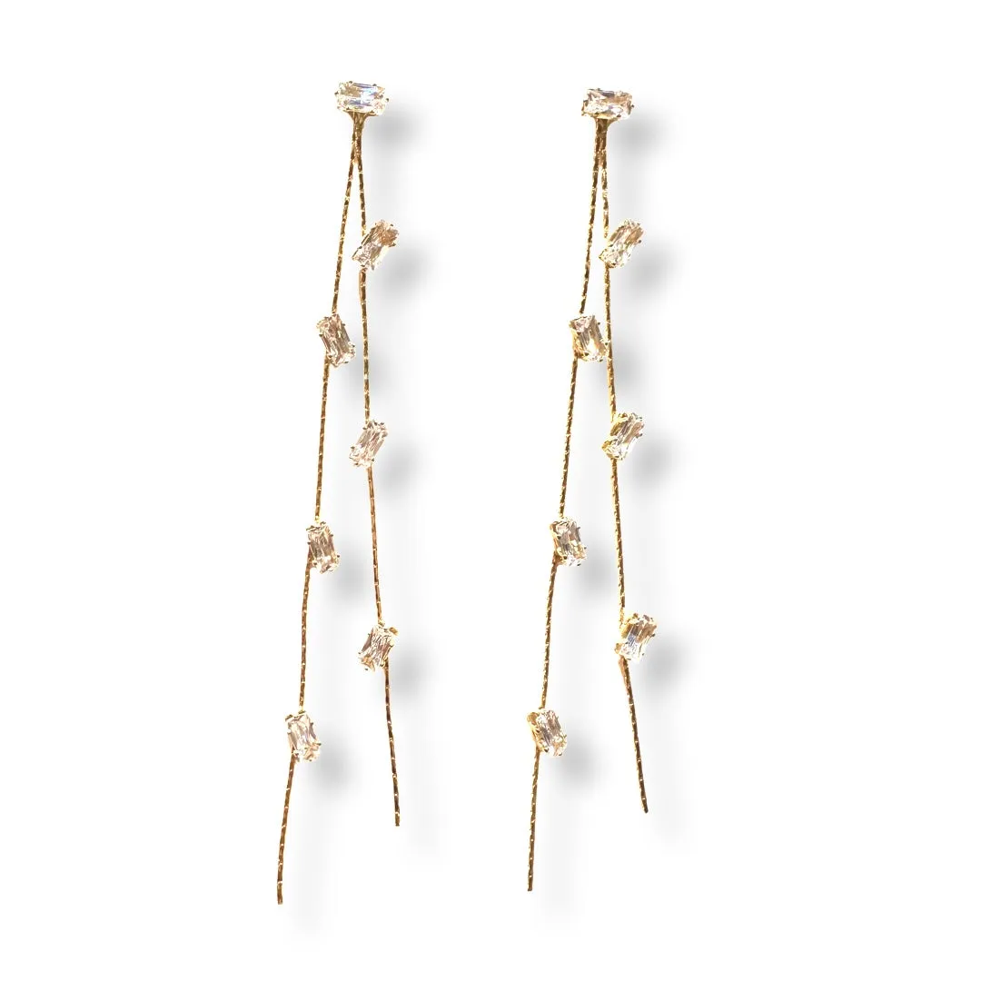 Krista Dainty Baguette Drop Earrings