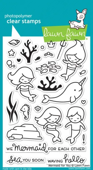 Lawn Fawn - Clear Photopolymer Stamps - Mermaid For You