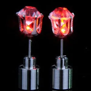 Light Up LED earrings Studs Flashing Blinking Stainless Steel Earrings Studs Dance Party Accessories unisex for Men Women 1 Pair