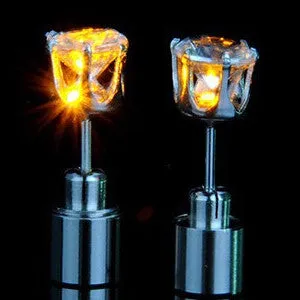 Light Up LED earrings Studs Flashing Blinking Stainless Steel Earrings Studs Dance Party Accessories unisex for Men Women 1 Pair