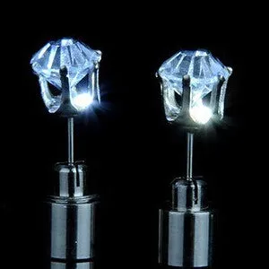 Light Up LED earrings Studs Flashing Blinking Stainless Steel Earrings Studs Dance Party Accessories unisex for Men Women 1 Pair