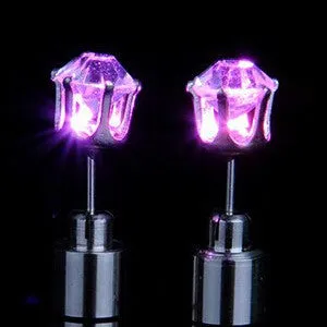 Light Up LED earrings Studs Flashing Blinking Stainless Steel Earrings Studs Dance Party Accessories unisex for Men Women 1 Pair