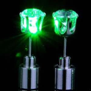 Light Up LED earrings Studs Flashing Blinking Stainless Steel Earrings Studs Dance Party Accessories unisex for Men Women 1 Pair