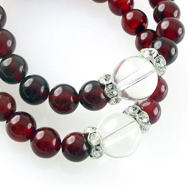 Lover 8mm Natural Red Agate Bracelet with Pendant [Sold in Pair]