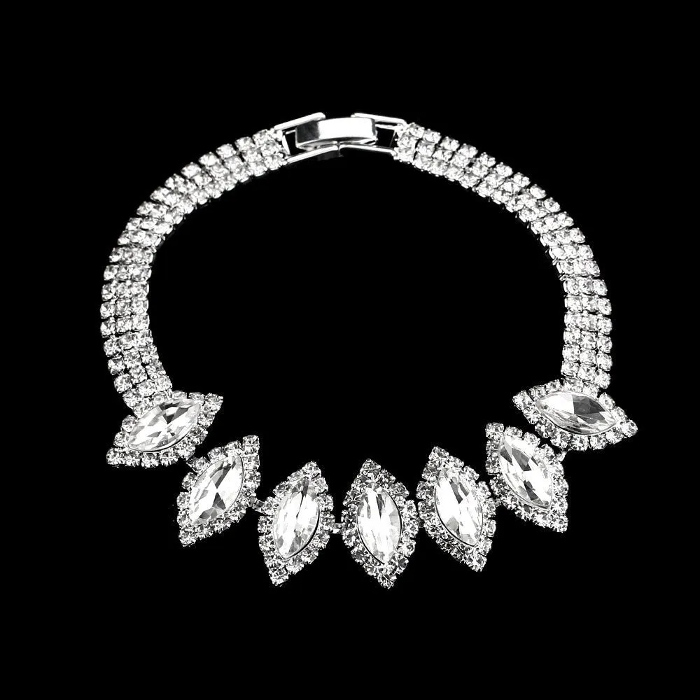 MAC181 Brilliant Full Diamond Zircon Drop Necklace And Earrings