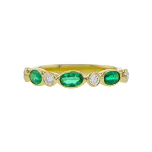 Marbella 18K Yellow Gold Diamond Emerald Stackable Ring