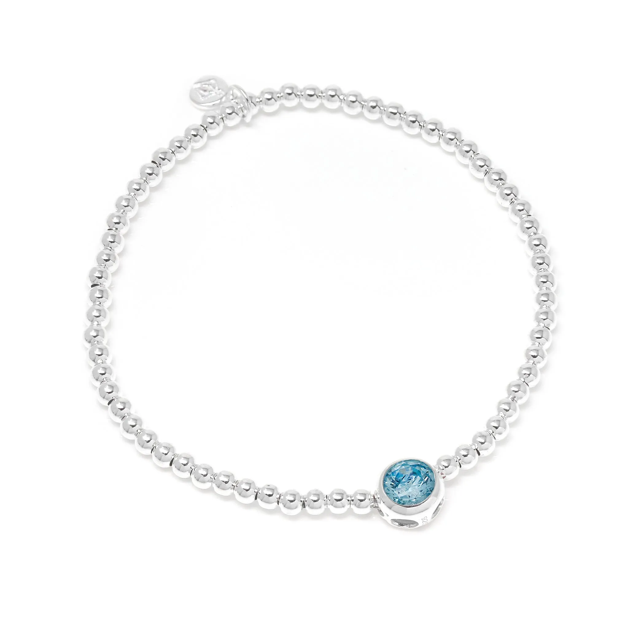 March Mini Baby Birthstone Bracelet - Sterling Silver