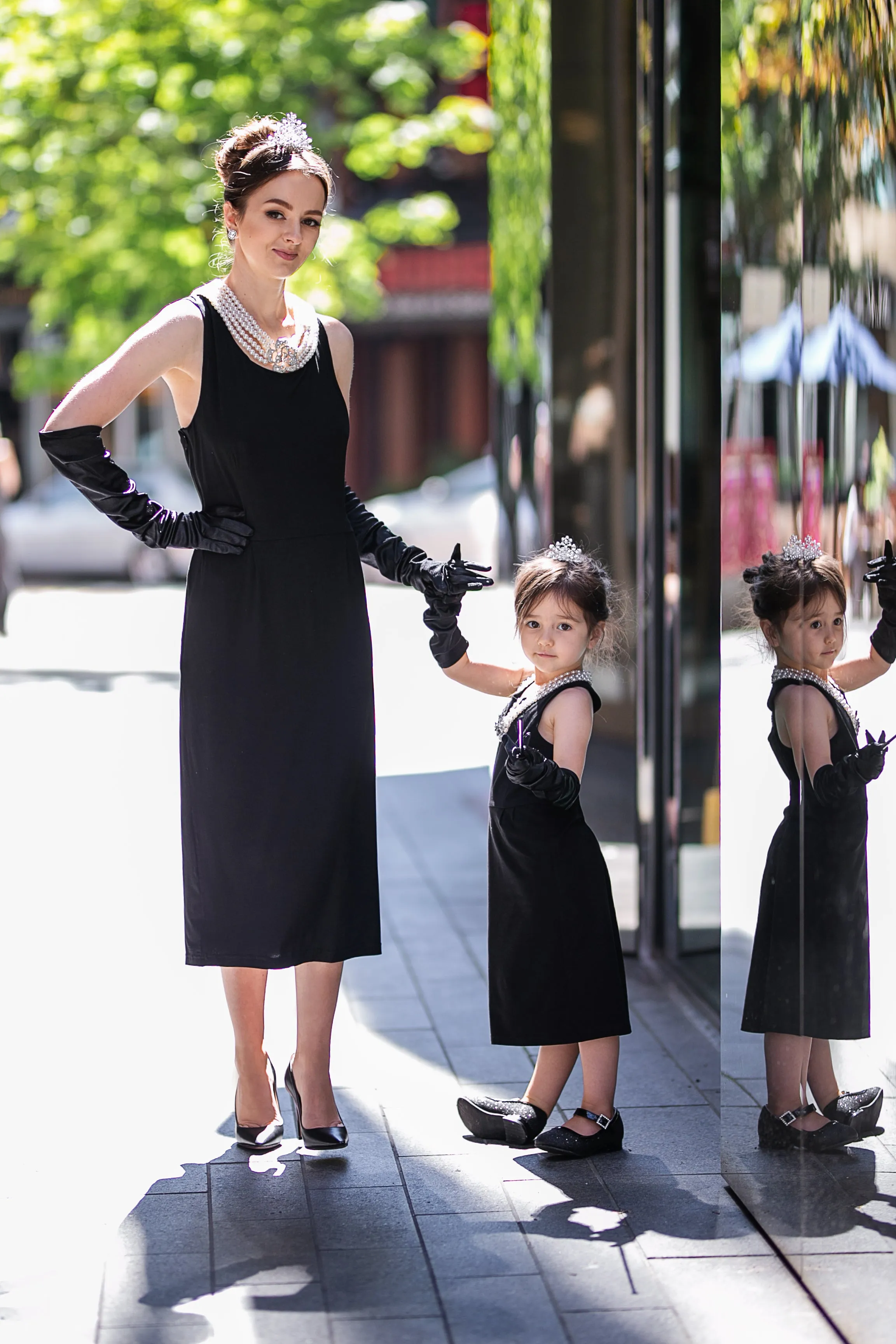 Matching Mommy and Me Holly Golightly Audrey Hepburn Complete Premium Halloween Costume Bundle Set