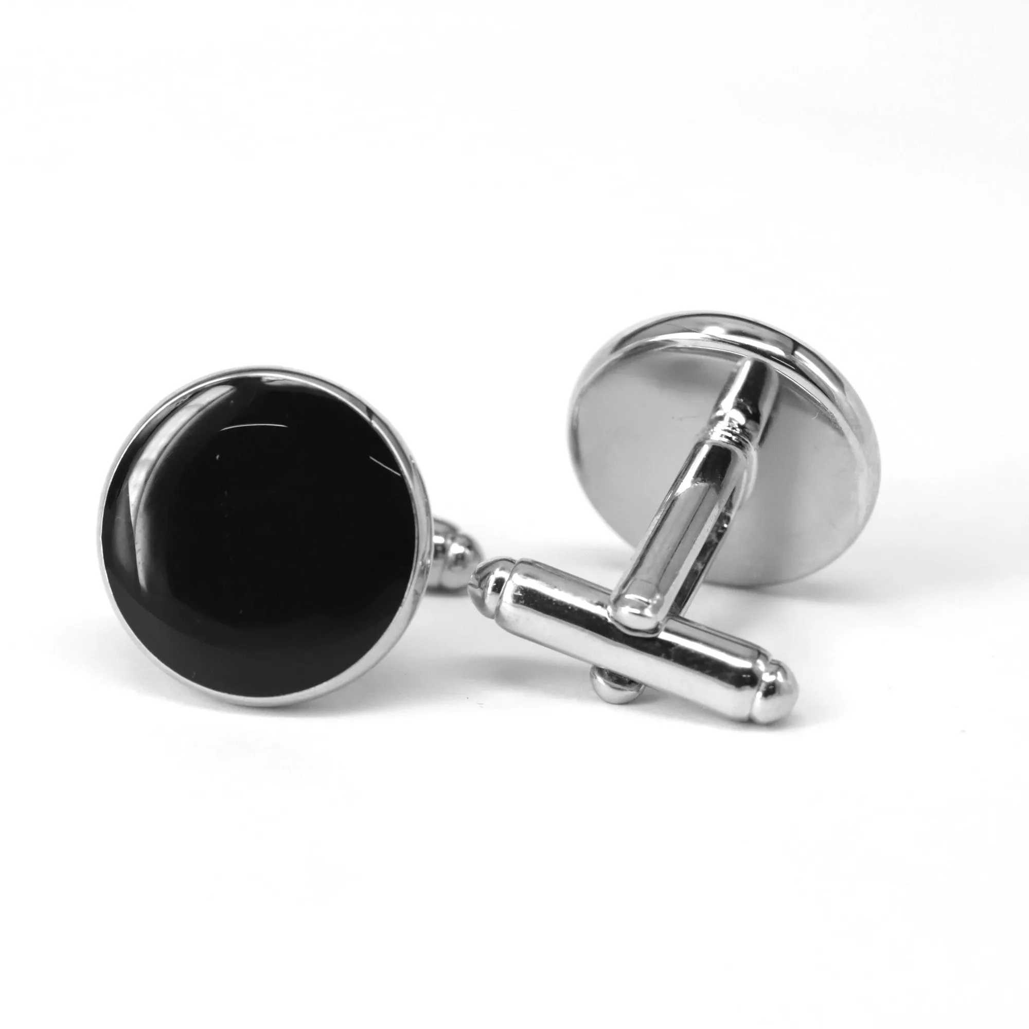 Men's Tuxedo Cufflinks- Black Onyx with Silver