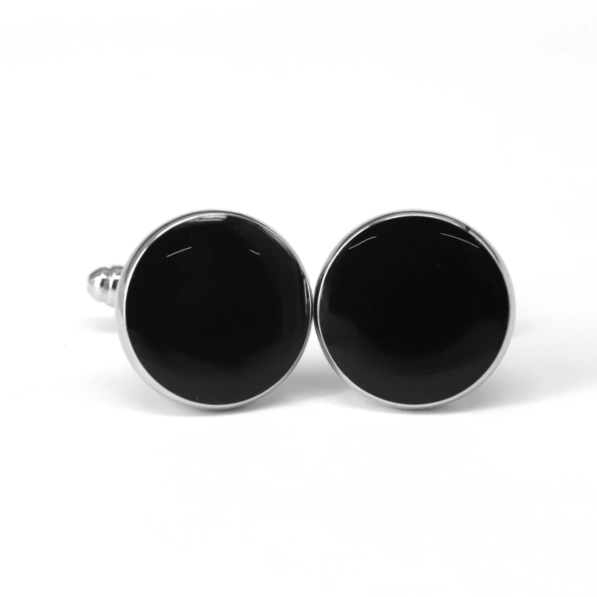 Men's Tuxedo Cufflinks- Black Onyx with Silver