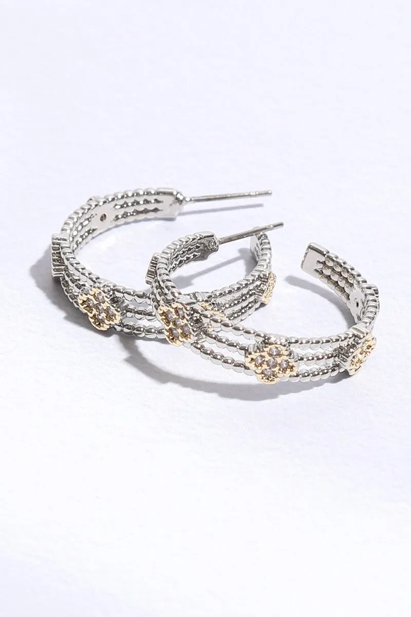 Mini Clover CZ Hoop Earrings