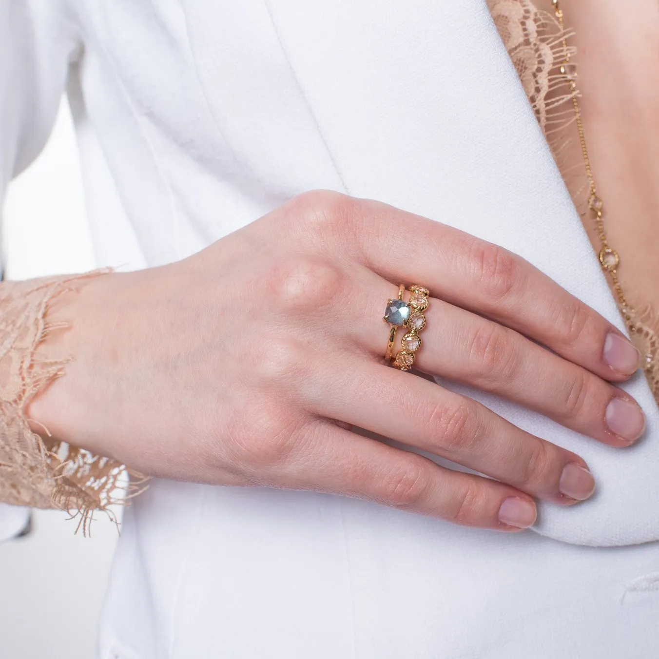 MINI PROTECT RING LABRADORITE & GOLD