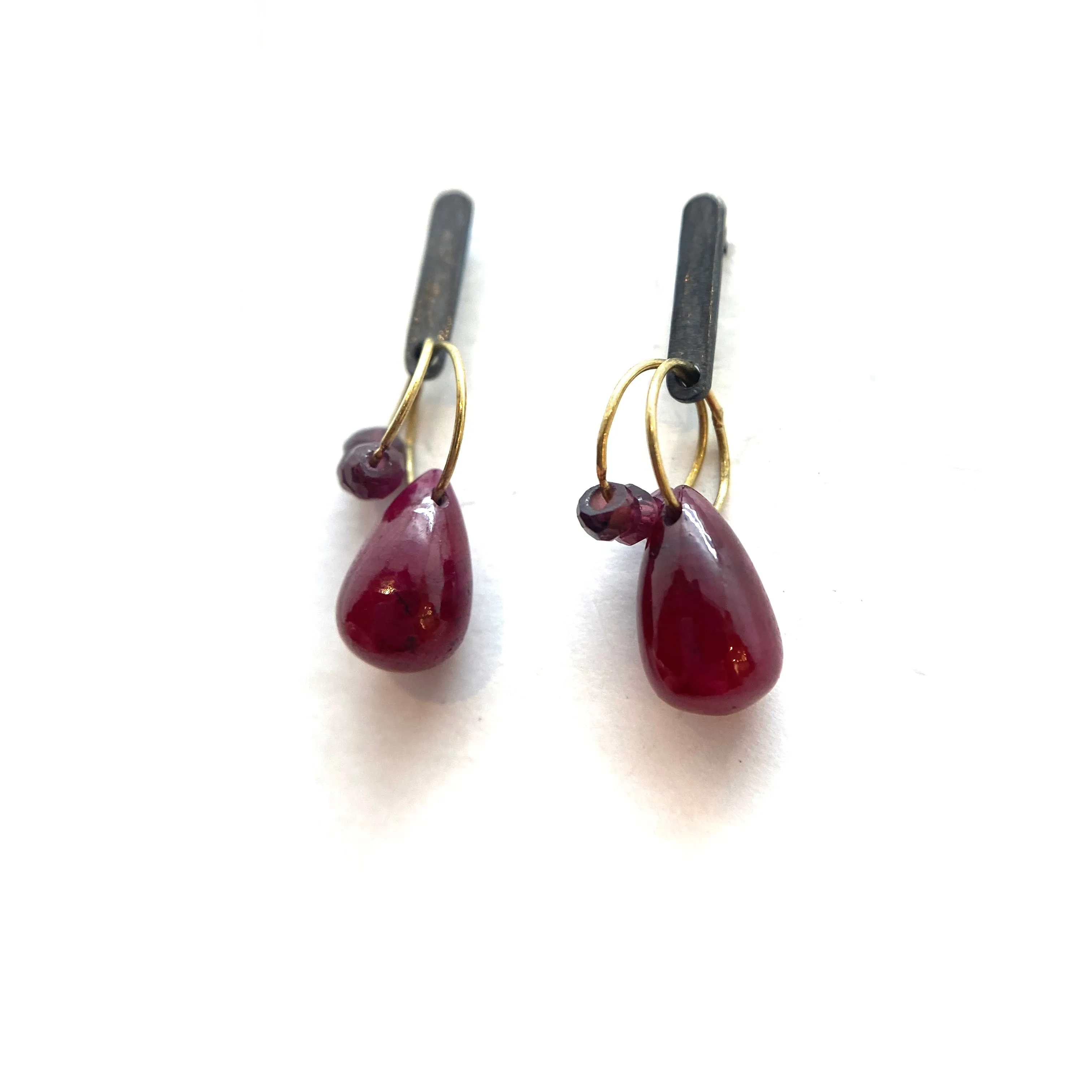 Mini Tangle Studs - Ruby and Garnet