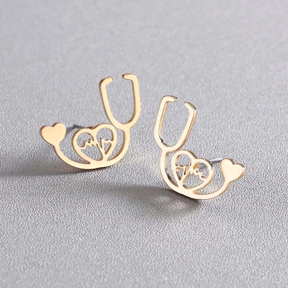 Minimalist Adorable Stethoscope Stud Earrings