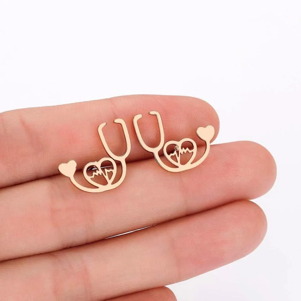 Minimalist Adorable Stethoscope Stud Earrings