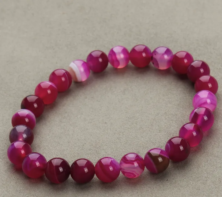 Natural Pink Powder Crystal Gemstone with 7 Chakra Beaded Bracelet