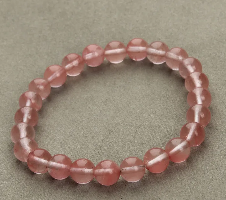 Natural Pink Powder Crystal Gemstone with 7 Chakra Beaded Bracelet