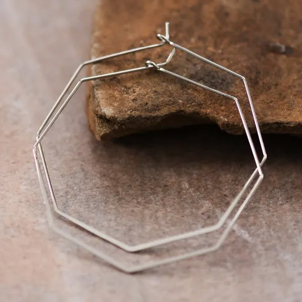 Octagon Metal Hoop Earrings