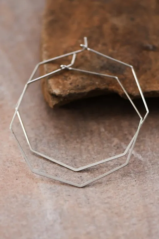 Octagon Metal Hoop Earrings