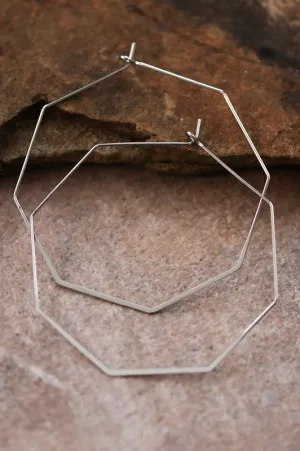 Octagon Metal Hoop Earrings