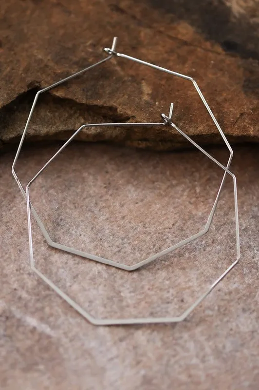 Octagon Metal Hoop Earrings