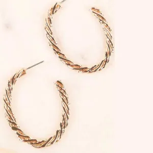 Oval Twisted Metal Open Hoop Earrings