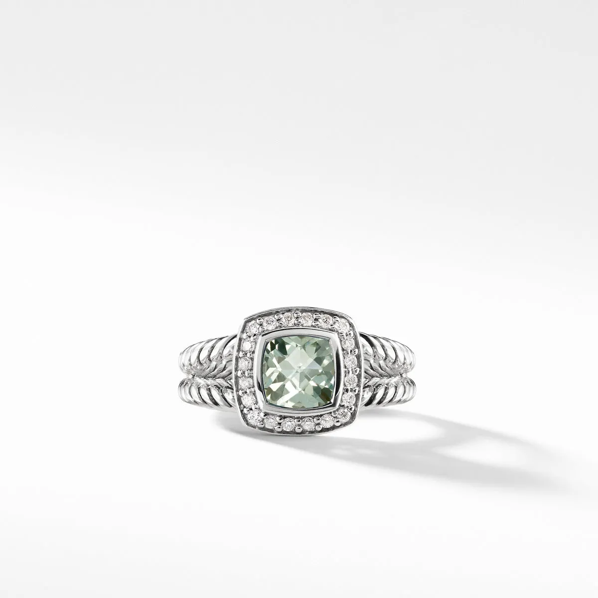 Petite Albion Ring with Prasiolite and Diamonds