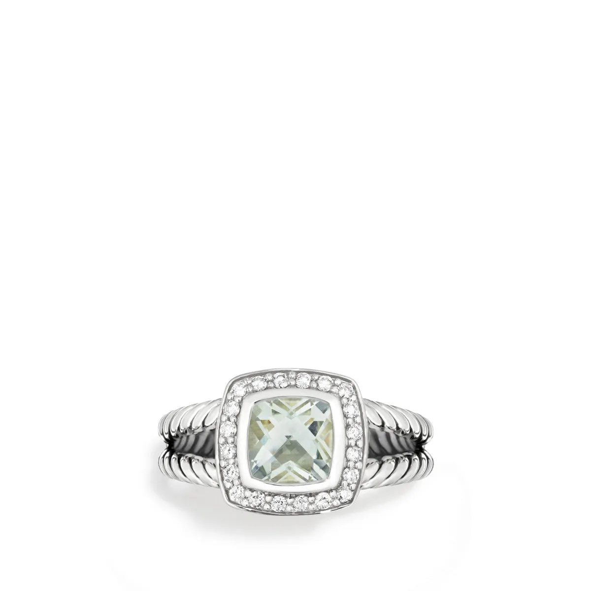 Petite Albion Ring with Prasiolite and Diamonds