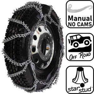 pewag 7mm, Star Stud, Zig Zag Pattern Tire Chains without Cams - for Heavy Truck - Pair - USAZZ2247S 7ST