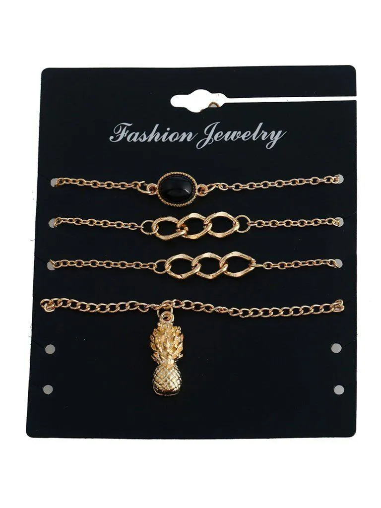 Pineapple Charm Chain Bracelet 4pcs