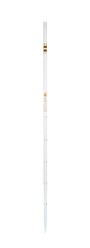 Pipette, 0.5ml - Class AS, Tolerance ±0.006 - Amber Graduation - Color Code, Yellow - Soda Glass - Eisco Labs