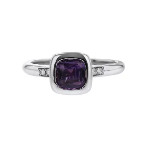 Platinum Purple Sapphire and Diamond Ring