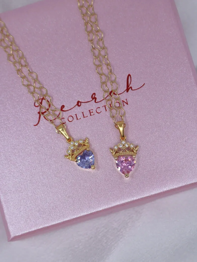 Princess School Heart Necklace, Blair and Delancy Tiara Necklace