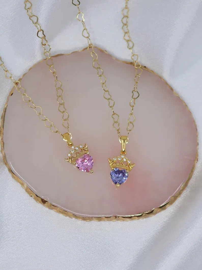 Princess School Heart Necklace, Blair and Delancy Tiara Necklace