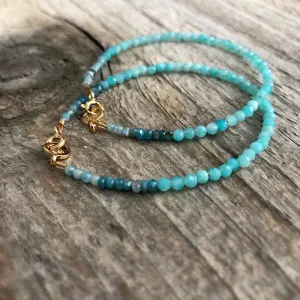 "Columbia" Amazonite and Chrysocolla Gemstone Beaded Bracelet