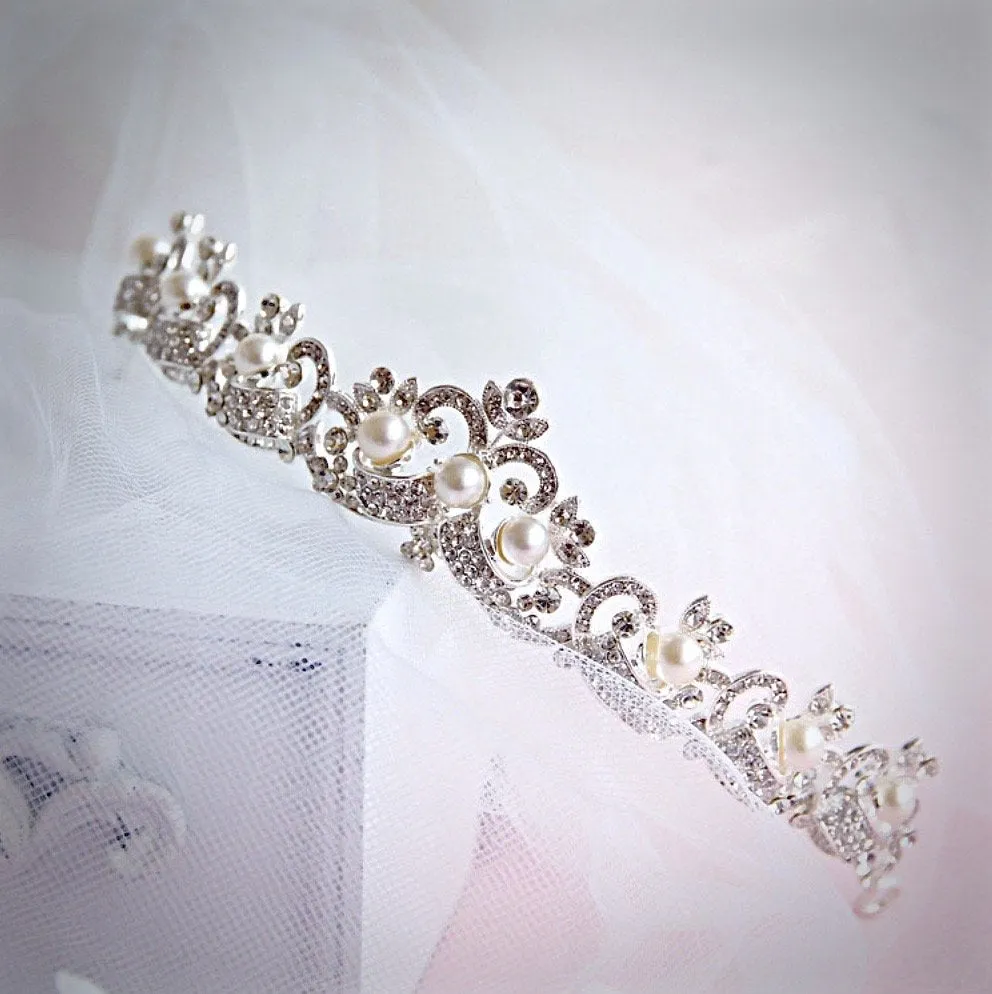 "Jolene" - Wedding Pearl and Rhinestone Tiara