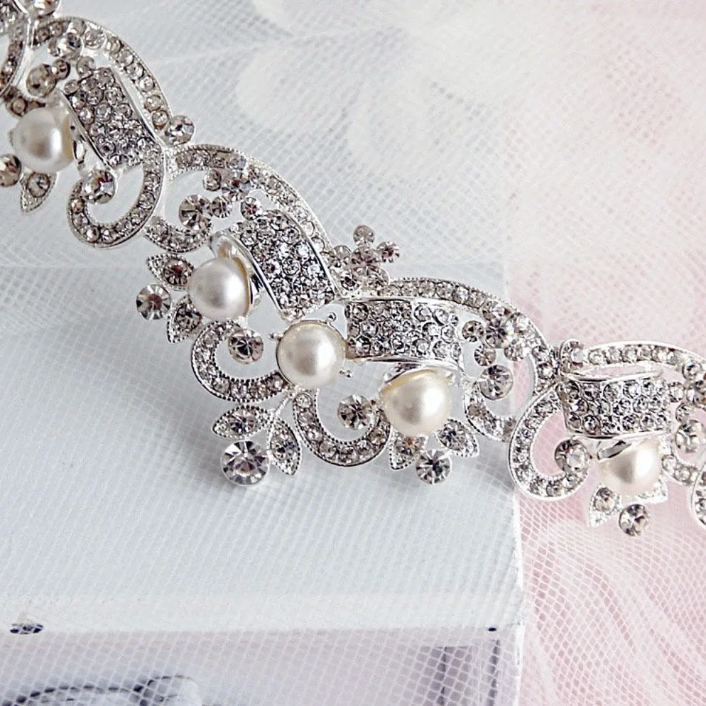 "Jolene" - Wedding Pearl and Rhinestone Tiara