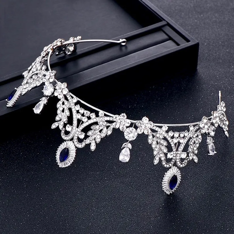 "Mara" - Blue Cubic Zirconia Bridal Tiara