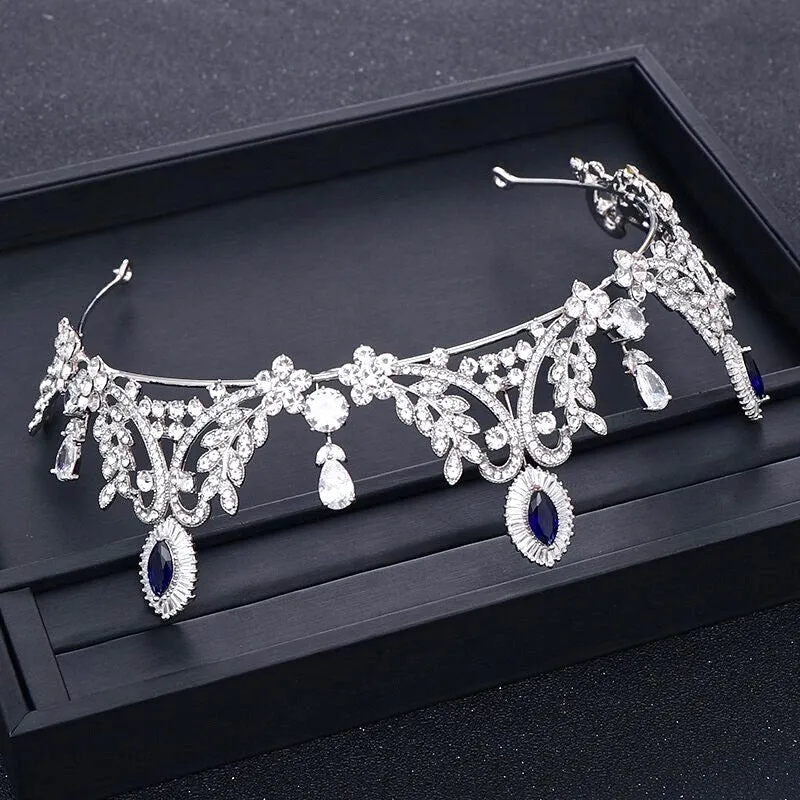 "Mara" - Blue Cubic Zirconia Bridal Tiara